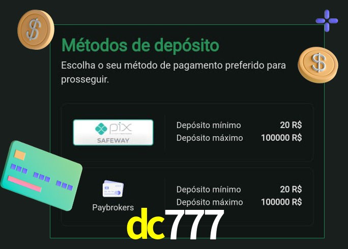 O cassino dc777 oferece uma grande variedade de métodos de pagamento